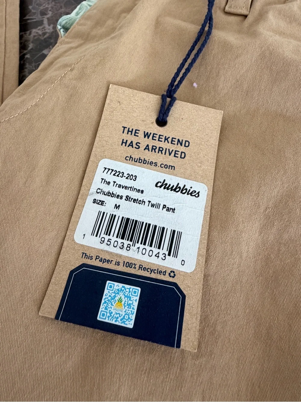 Chubbies Men’s Light Tan Chino Jogger Pants